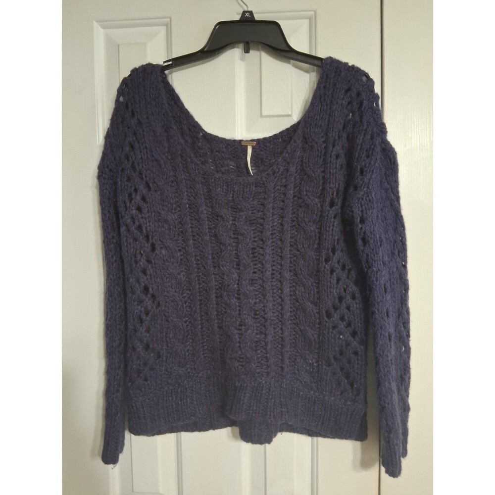 Women's Free People Purple Long Sleeve Wool Blend Scoop Neck Sweater Size S